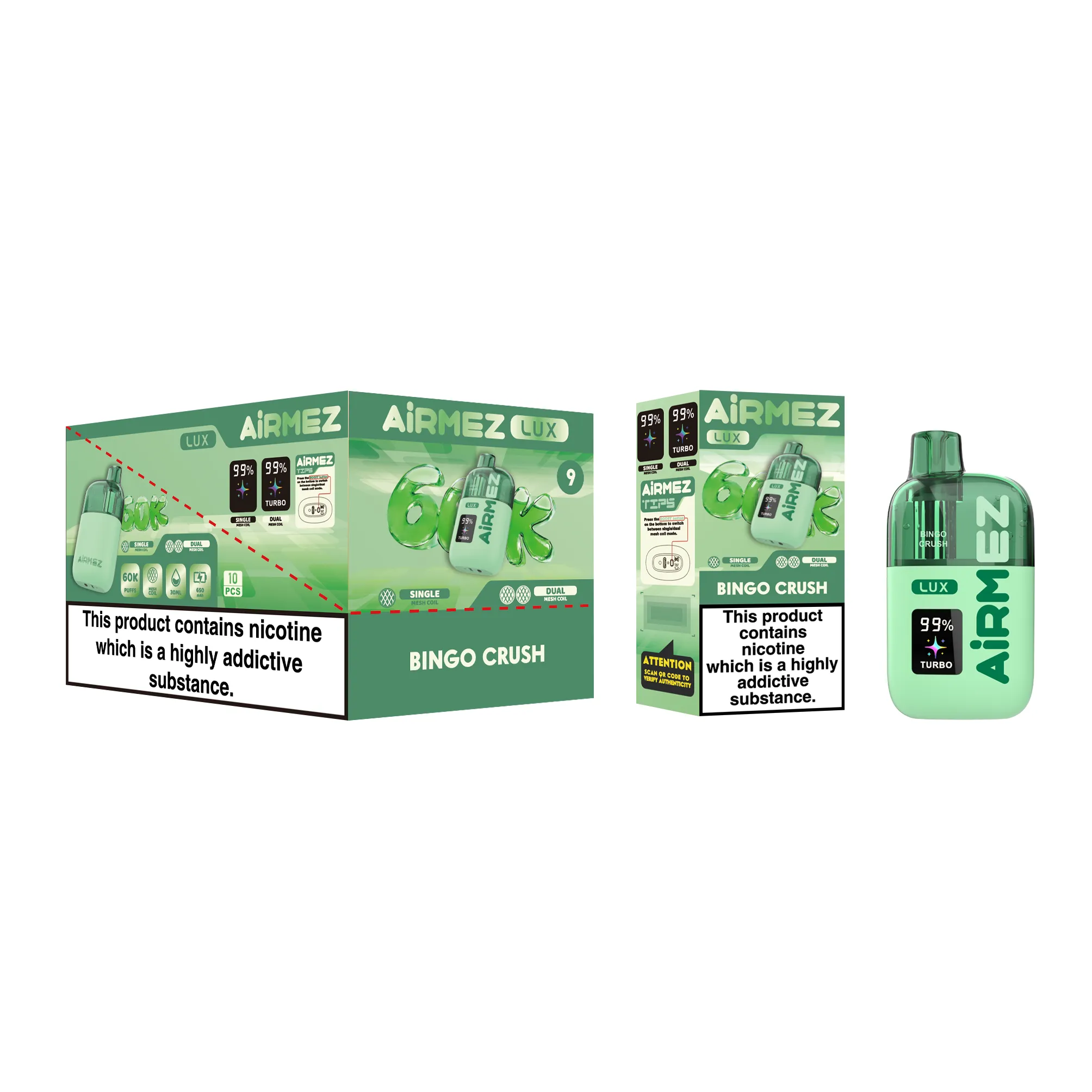 airmez lux 60k jednorazowy e papieros 2% – 60000 puffs | podwójna cewka mesh