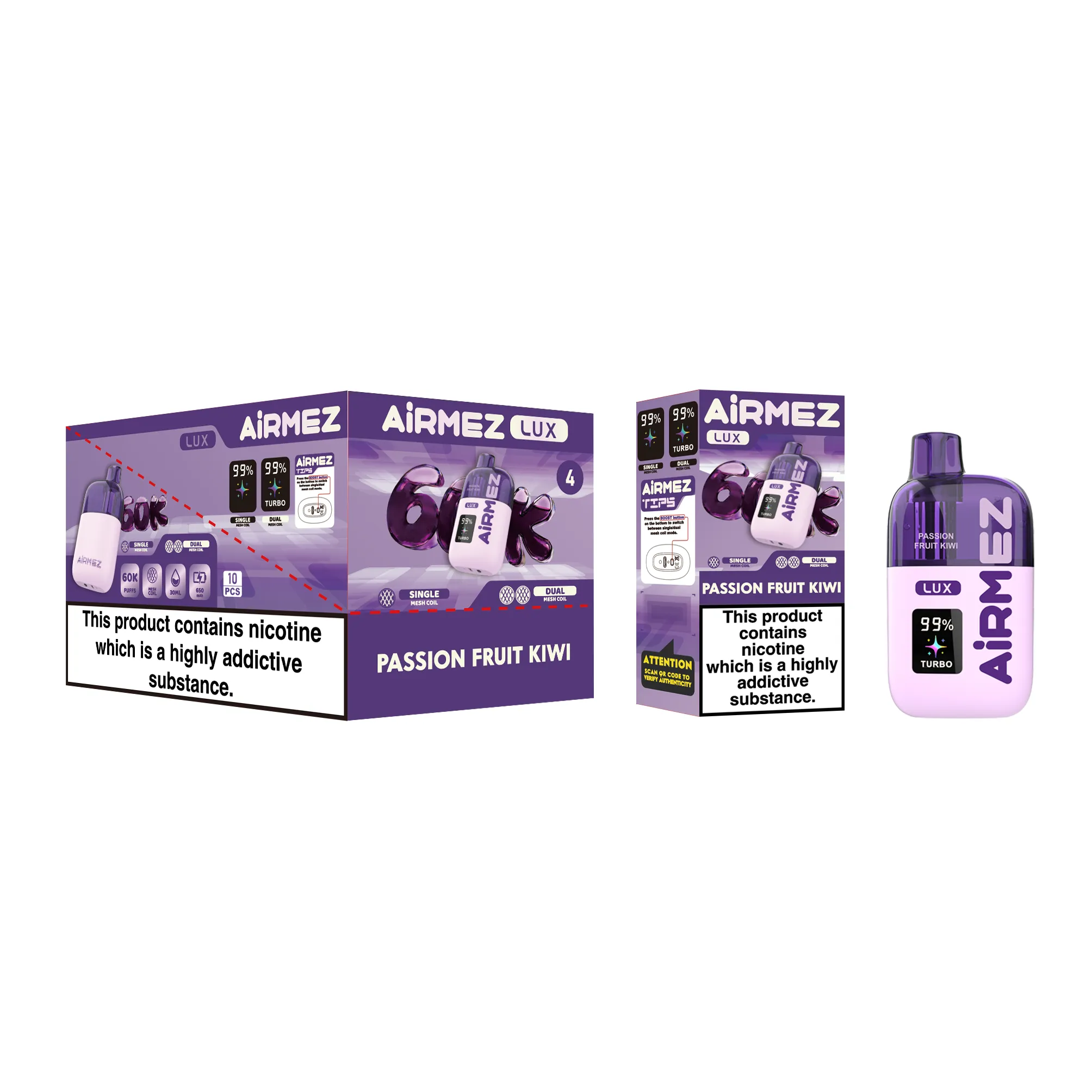 airmez lux 60k jednorazowy e papieros 2% – 60000 puffs | podwójna cewka mesh