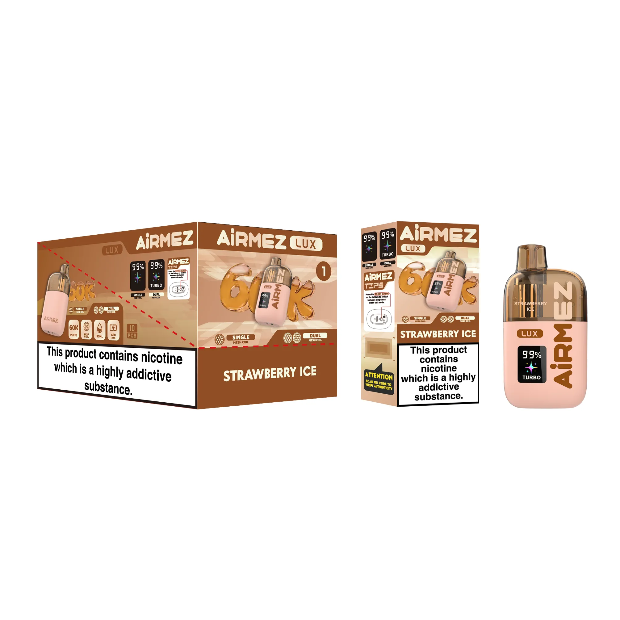 airmez lux 60k jednorazowy e papieros 2% – 60000 puffs | podwójna cewka mesh