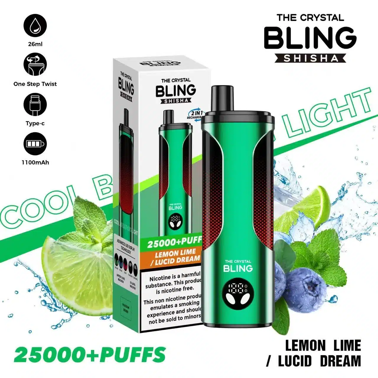 E-papieros jednorazowy Crystal Blind 25000 Puffs
