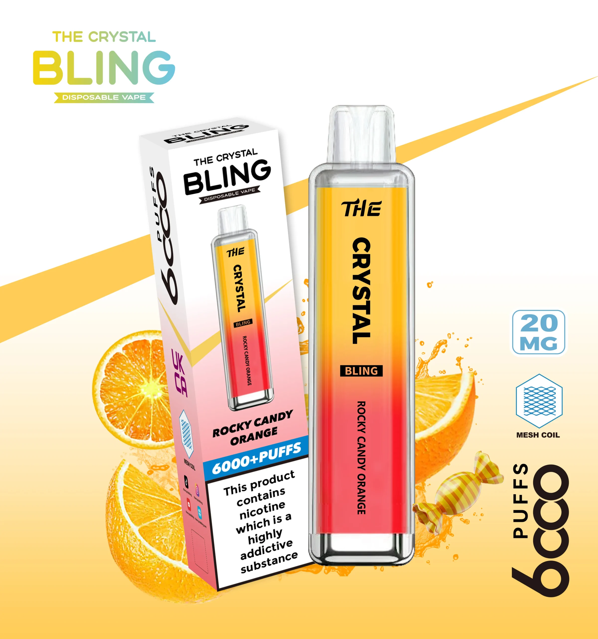 Crystal Bling disposable vape in orange flavor