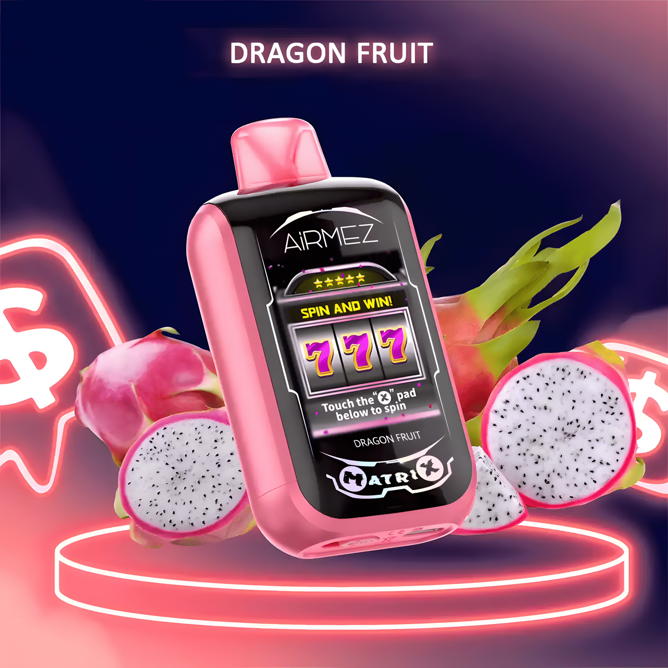 Airmez Matrix Pro 30000 Puffs – zbliżenie na ekran dotykowy i futurystyczny design.