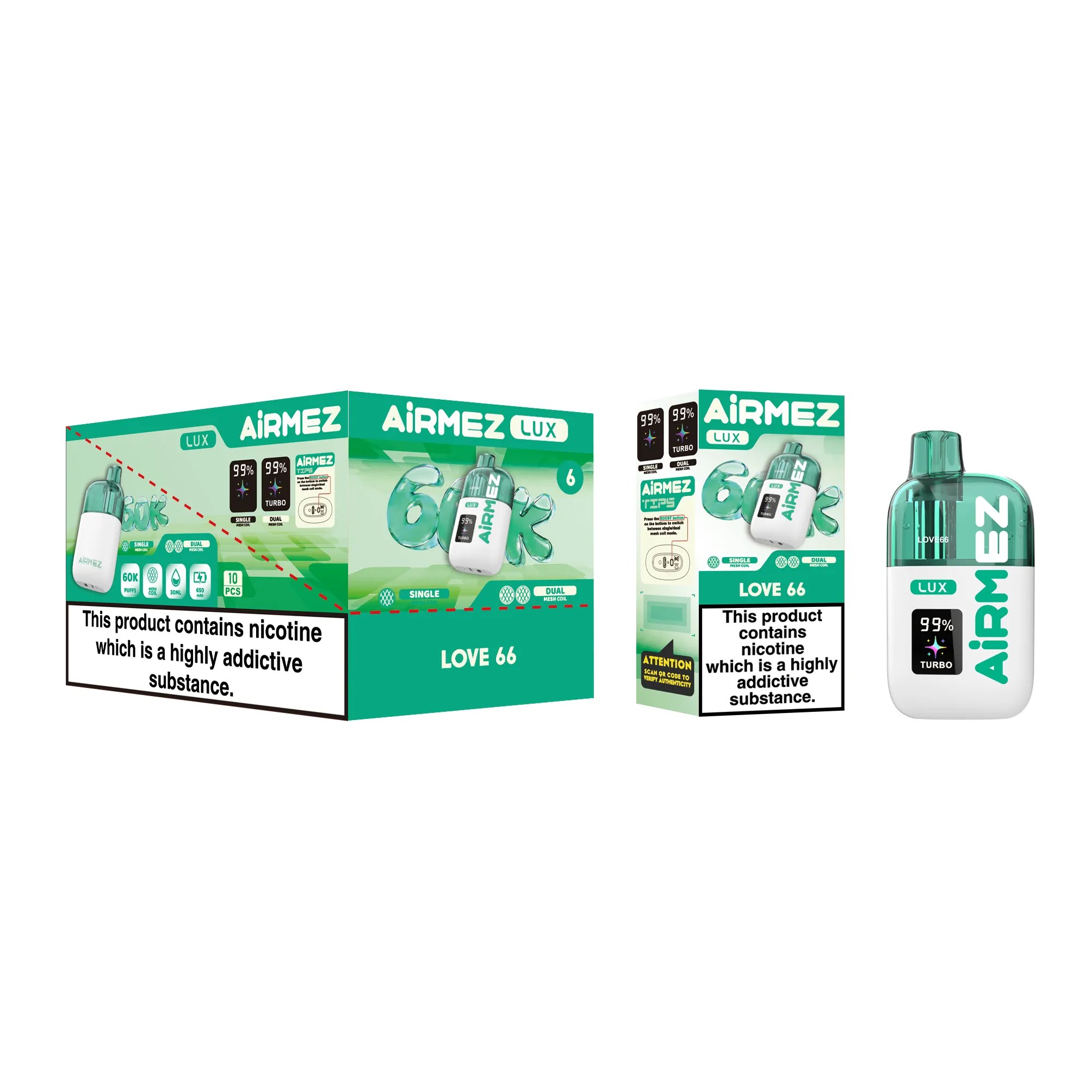 airmez lux 60k jednorazowy e papieros 2% – 60000 puffs | podwójna cewka mesh
