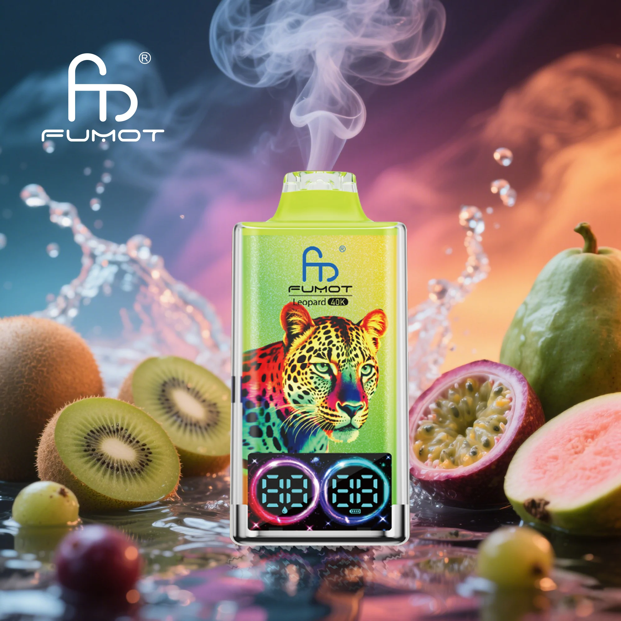 Fumot Leopard 40K jednorazowy e-papieros - Kiwi Passion Fruit Guava