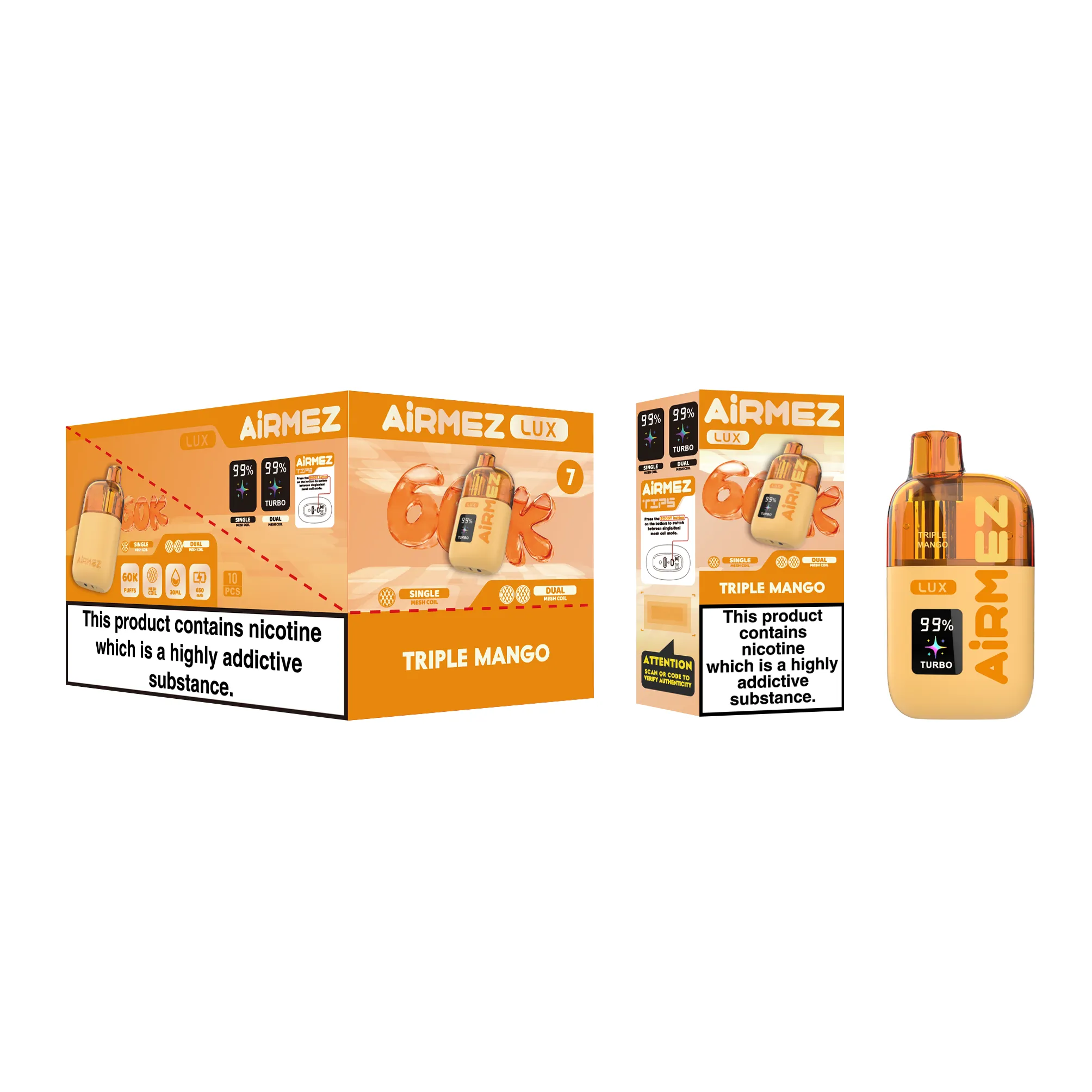 airmez lux 60k jednorazowy e papieros 2% – 60000 puffs | podwójna cewka mesh