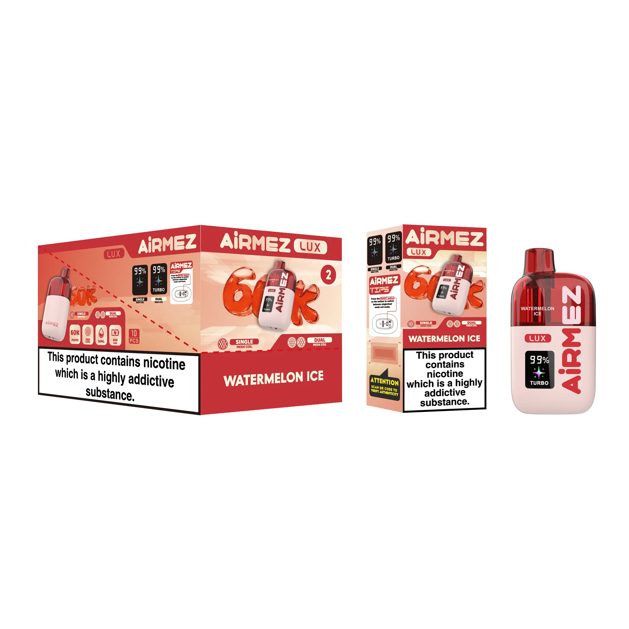 airmez lux 60k jednorazowy e papieros 2% – 60000 puffs | podwójna cewka mesh